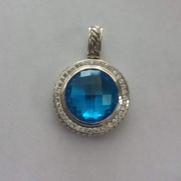 Sterling Silver Halo Cz Pendant Enhancer - Picture 1 of 14